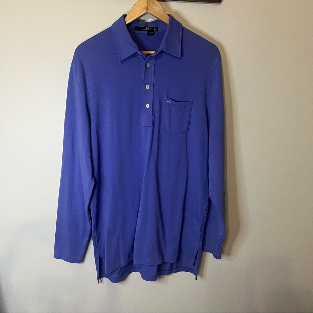 RLX Ralph Lauren Blue Long Sleeve Performance Polo‎ Shirt Size L